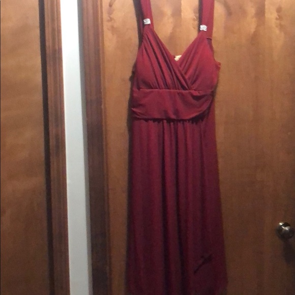 Midnight Velvet Dresses & Skirts - Midnight Velvet red dress XL rhinestone on straps